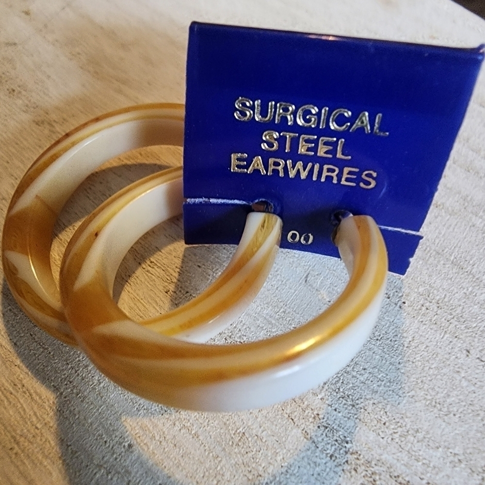 Vintage Swirl Hoop Earrings Surgical Steel Post.